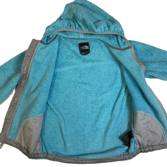 The North Face Girls Oso Hoodie Jacket Full Zip Fleece Pockets Aqua Blue Size L - Picture 6 of 12